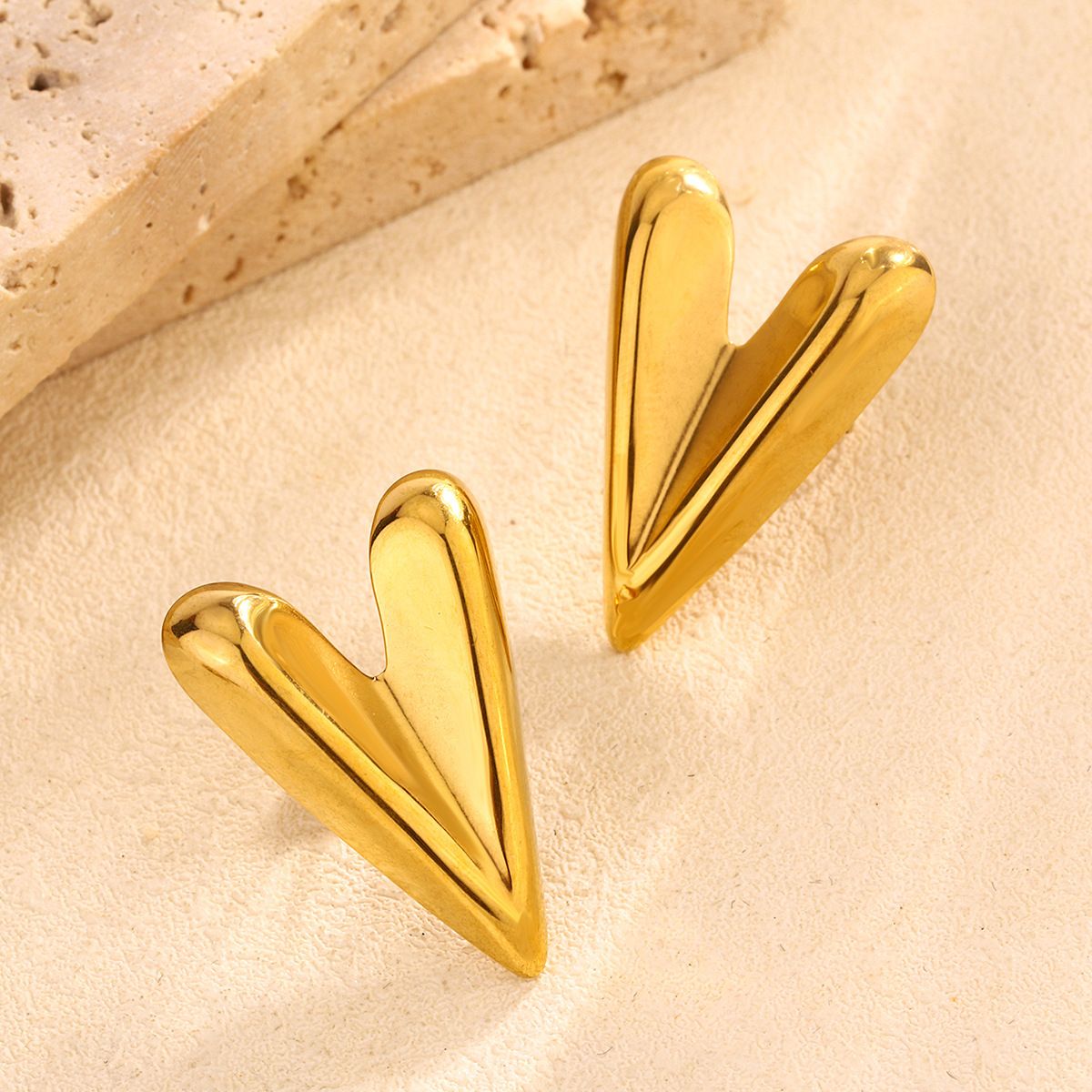 MYKI Gold Plated Anti Tarnish Heart Stud Earrings | MYKI (MKERCH1015G-SSYI)