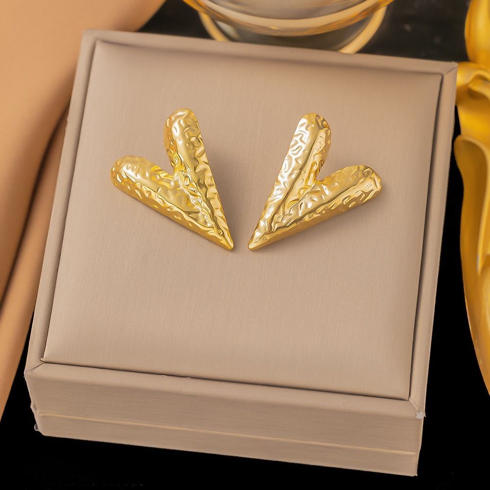 MYKI Textured Heart Abstract Premium Plated Necklace & Stud Earrings (mkps47)