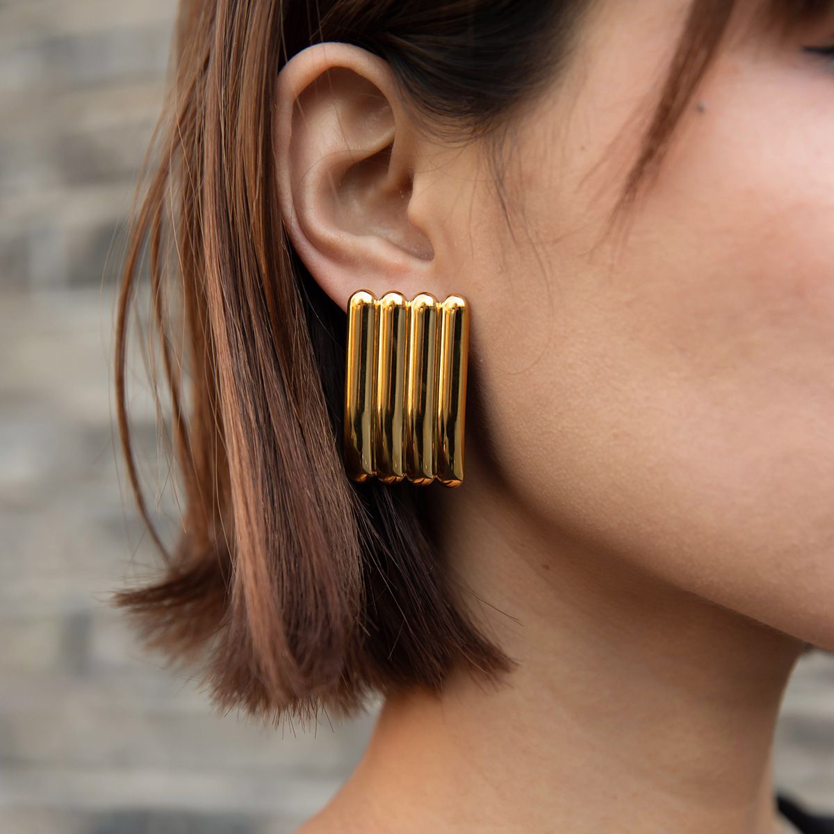 MYKI Anti Tarnish Cylinder Bar Earrings | MYKI (MKERCH1017-SSYI)