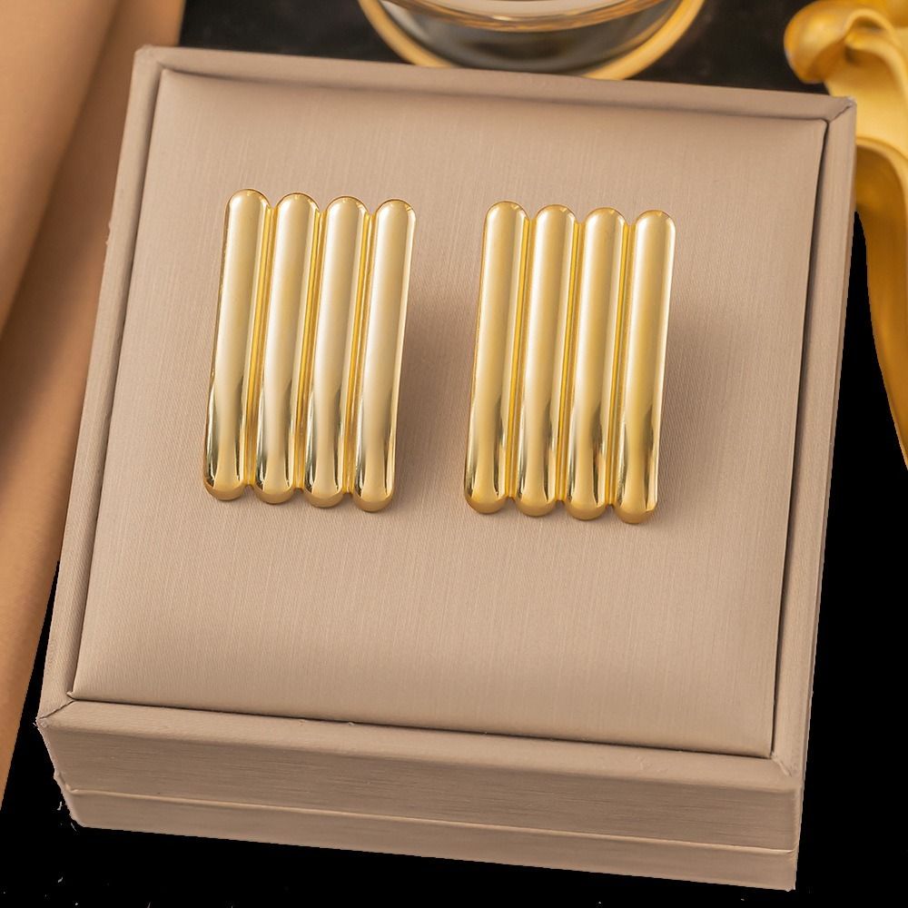 MYKI Gold Plated Cylinder Bar Anti Tarnish Earrings | MYKI (MKERCH1017G-SSYI)