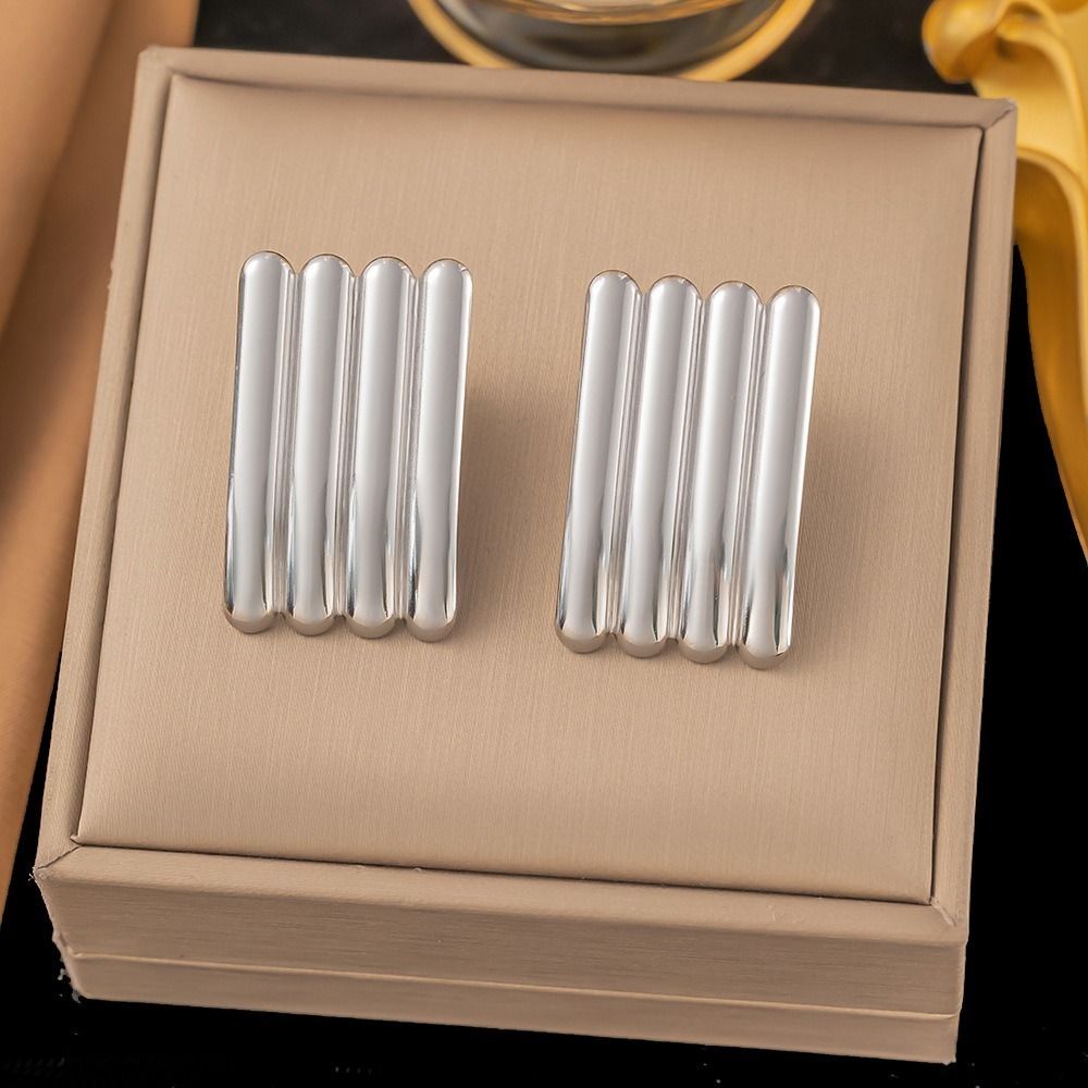 MYKI Silver Anti Tarnish Cylinder Bar Earrings | MYKI (MKERCH1017S-SSYI)