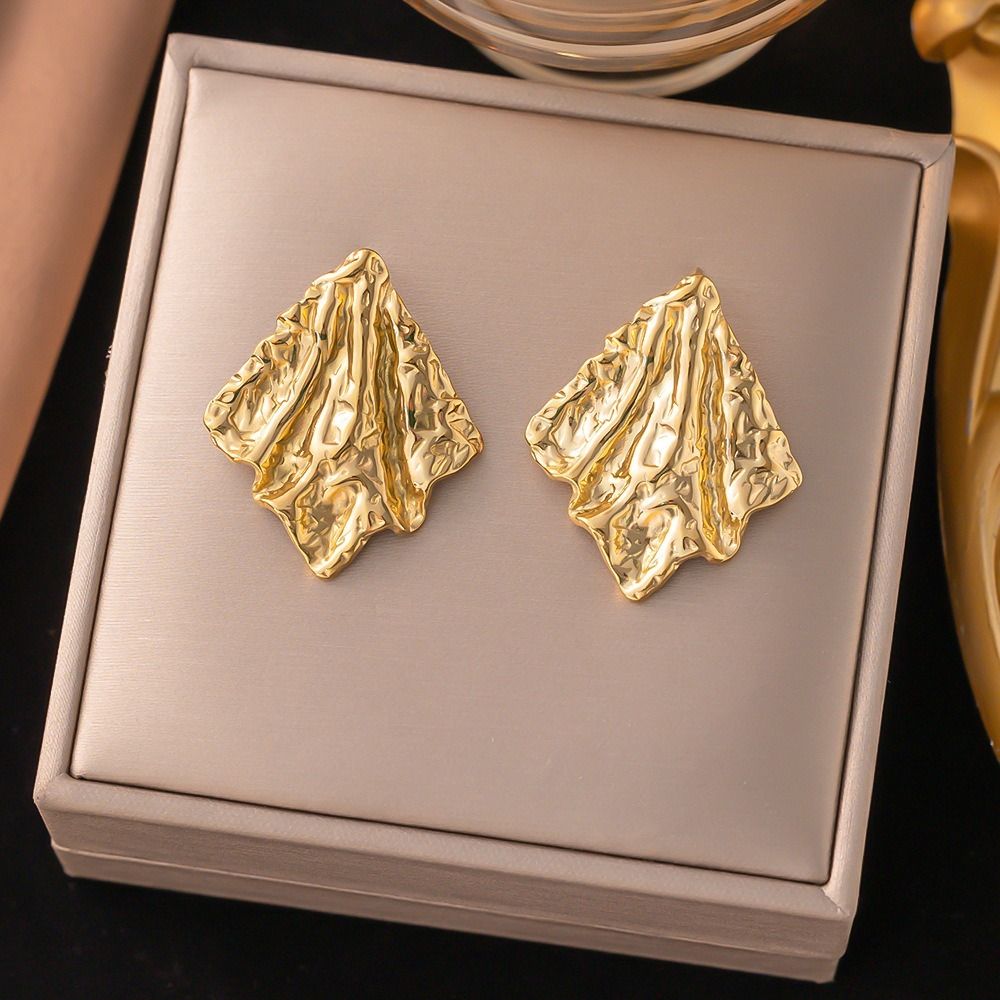 MYKI Gold Plated Crumpled Metal Textured Earrings | MYKI (MKERCH1018G-SSYI)