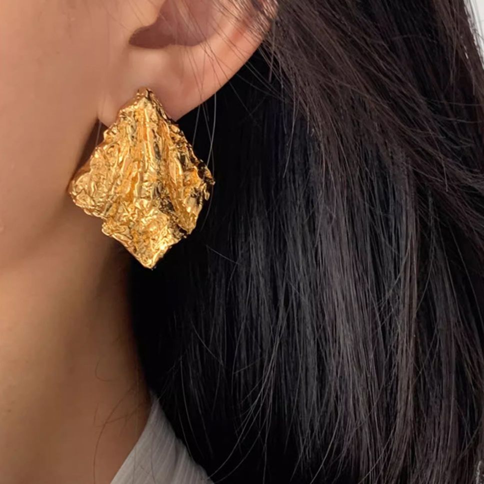 MYKI Crumpled Textured Anti Tarnish Earrings | MYKI (MKERCH1018-SSYI)