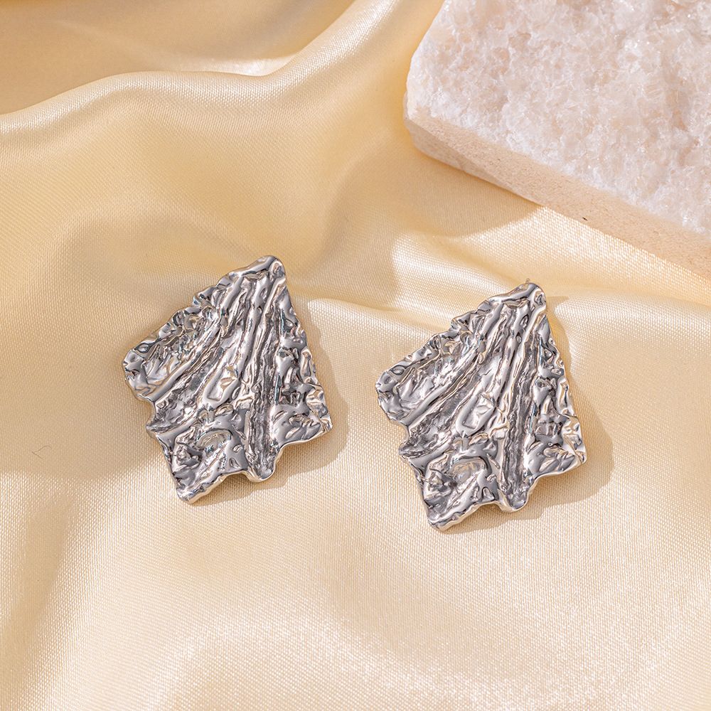 MYKI Crumpled Textured Anti Tarnish Earrings | MYKI (MKERCH1018-SSYI)