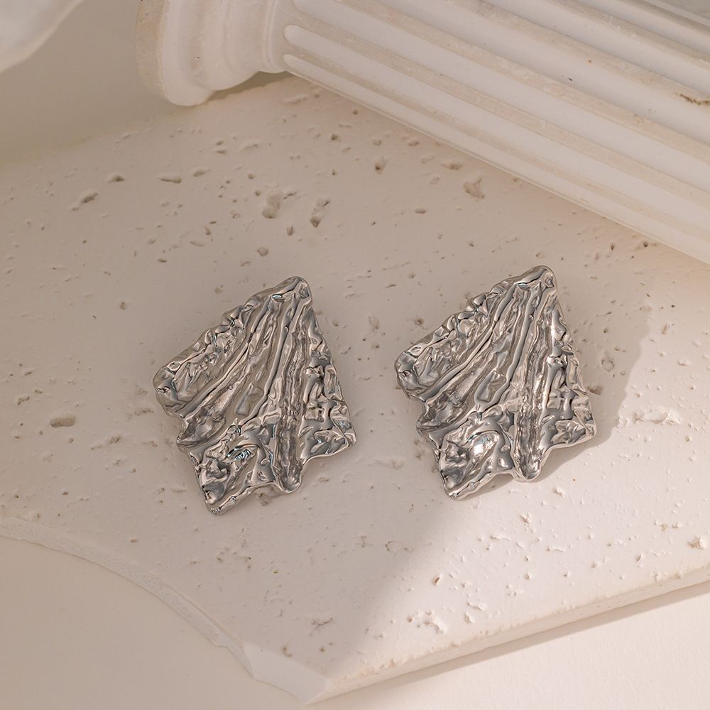 MYKI Crumpled Textured Anti Tarnish Earrings | MYKI (MKERCH1018-SSYI)