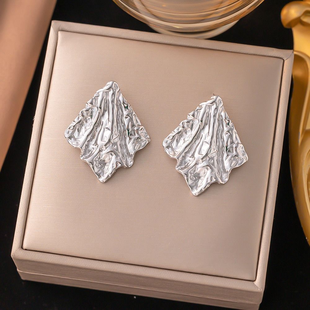 MYKI Silver Crumpled Textured Anti Tarnish Earrings | MYKI (MKERCH1018S-SSYI)