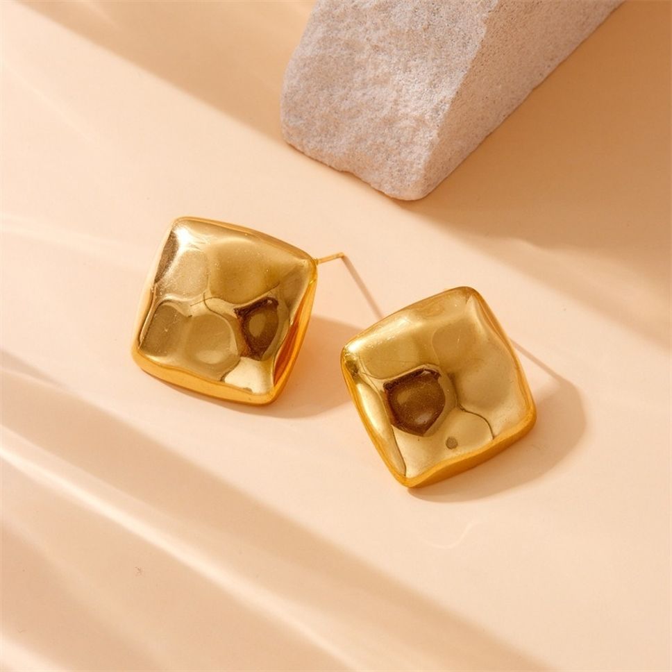 MYKI Puffed Square Anti Tarnish Earrings | MYKI (MKERCH1019S-SSYI)