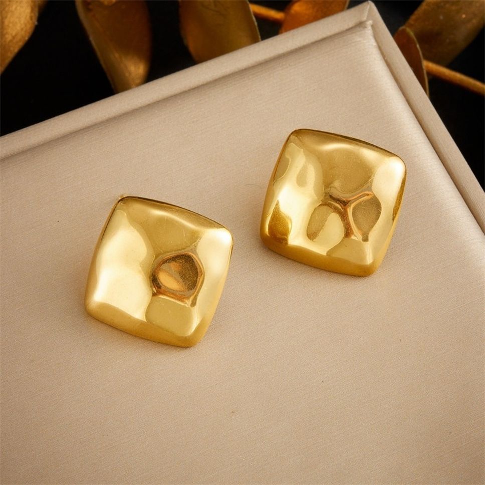 MYKI Puffed Square Anti Tarnish Earrings | MYKI (MKERCH1019S-SSYI)