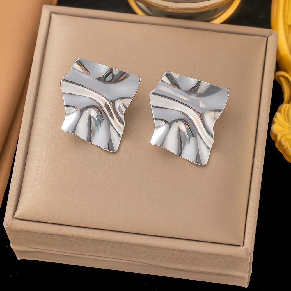 MYKI Silver Plated Anti Tarnish Folded Metal Earrings | MYKI (MKERCH1022S-SSYI)