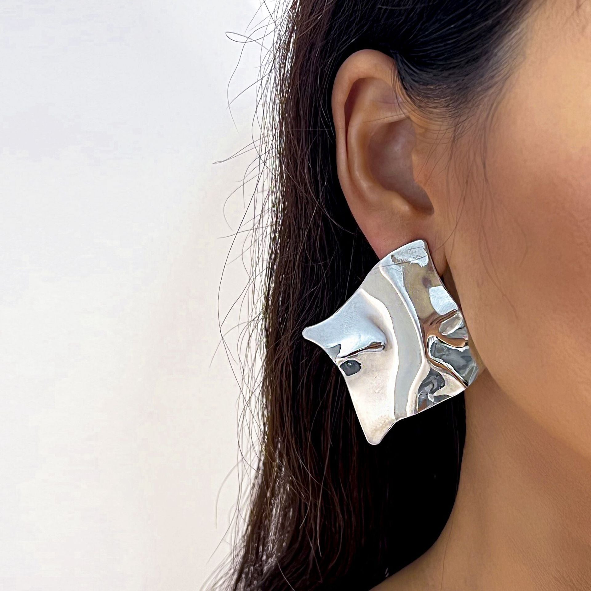 MYKI Plated Anti Tarnish Folded Metal Earrings | MYKI (MKERCH1022S-SSYI)