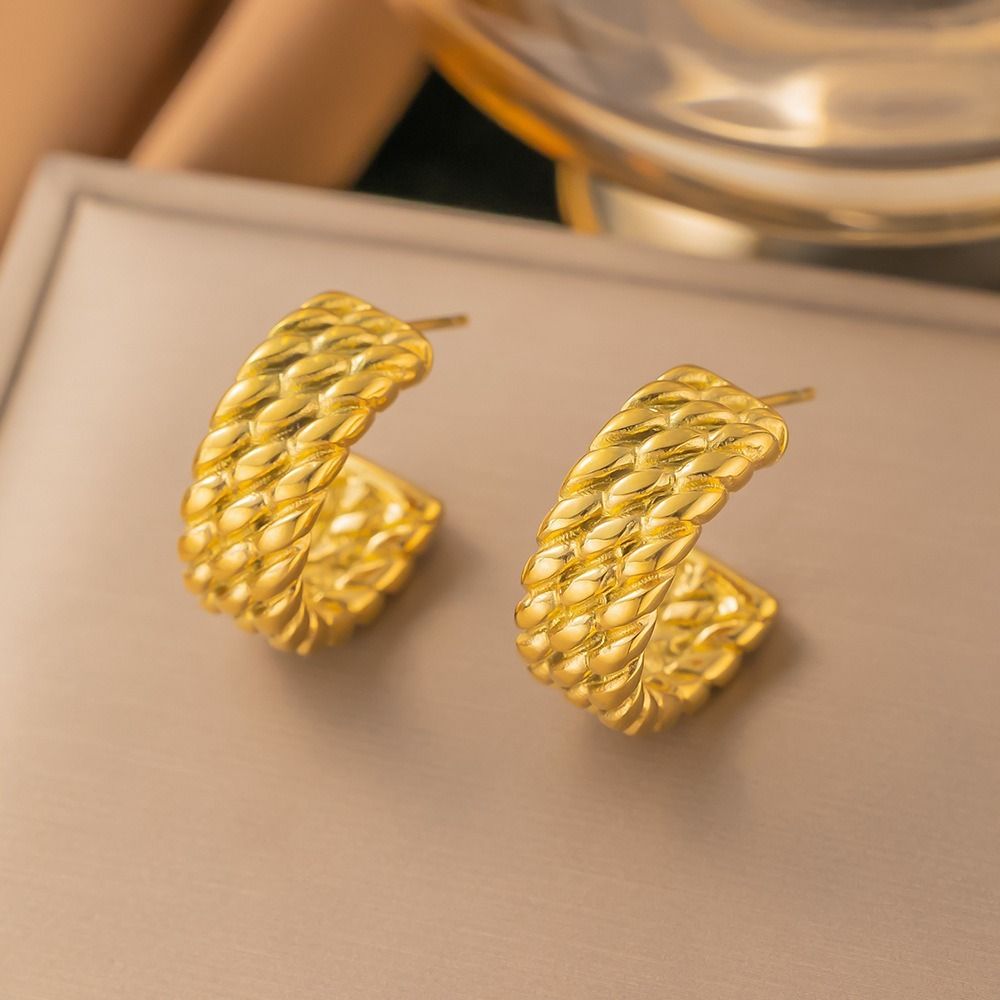 MYKI Gold Plated Rope Twist Hoop Earrings | MYKI (MKERCH1024G-SSYI)