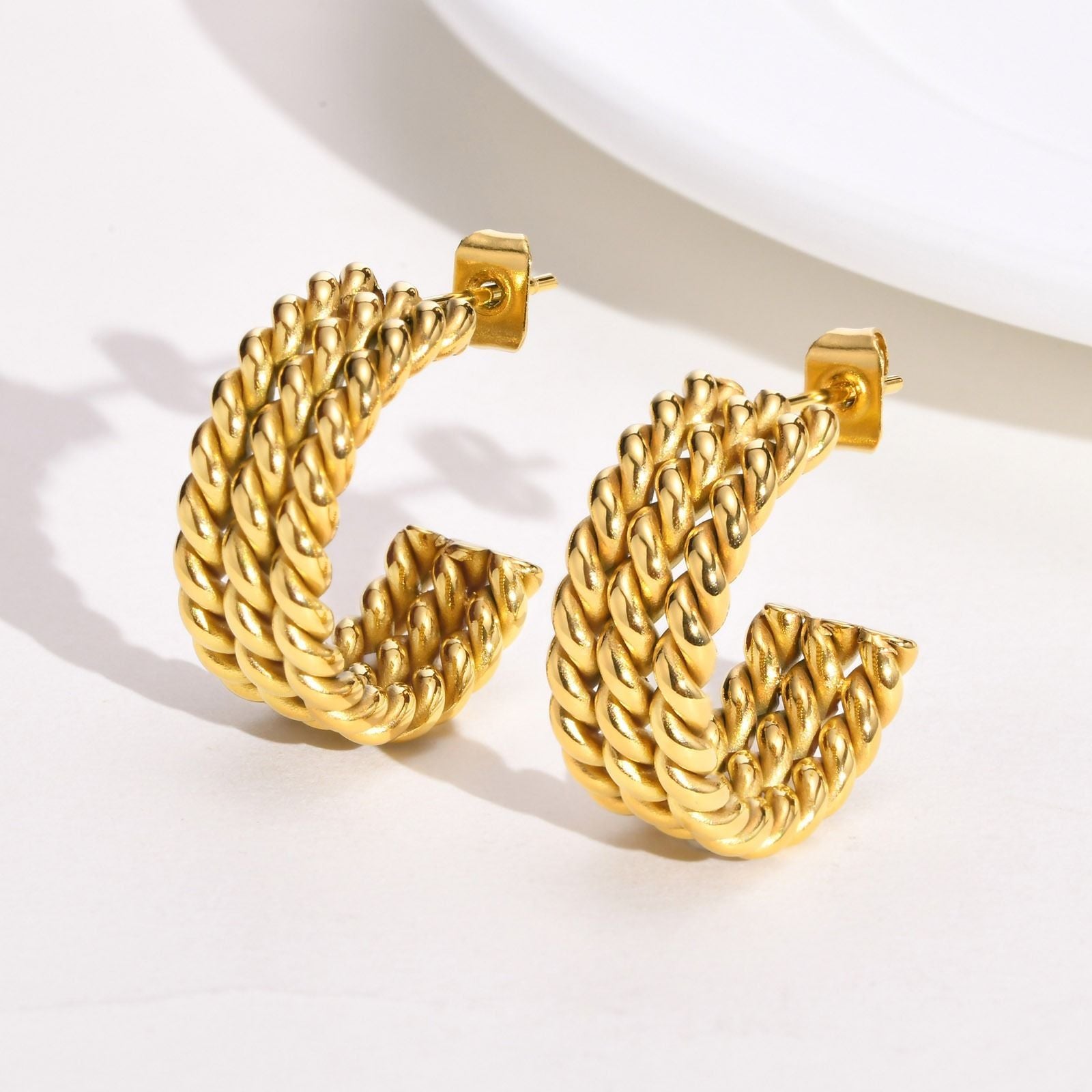 MYKI Gold Plated Rope Twist Hoop Earrings | MYKI (MKERCH1024G-SSYI)