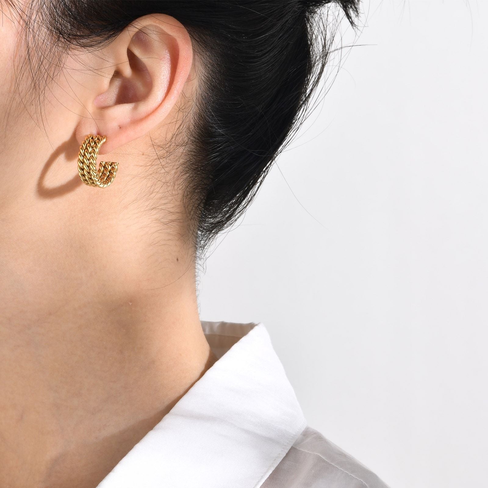 MYKI Gold Plated Rope Twist Hoop Earrings | MYKI (MKERCH1024G-SSYI)