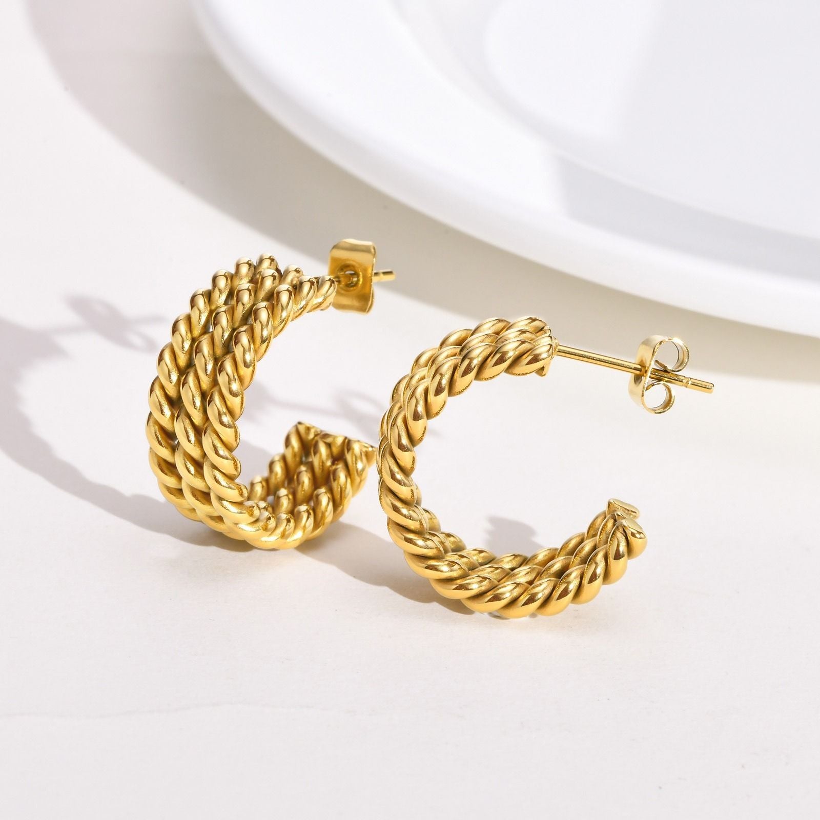 MYKI Gold Plated Rope Twist Hoop Earrings | MYKI (MKERCH1024G-SSYI)