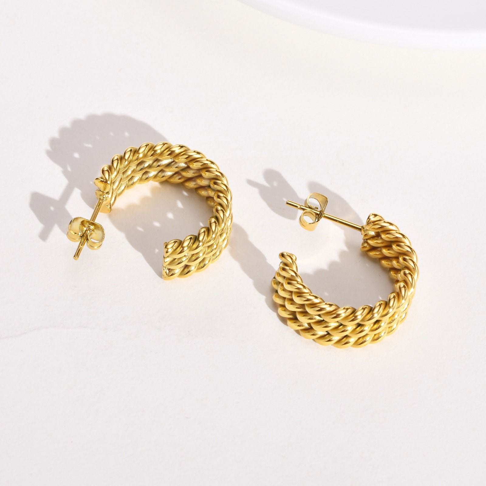 MYKI Gold Plated Rope Twist Hoop Earrings | MYKI (MKERCH1024G-SSYI)