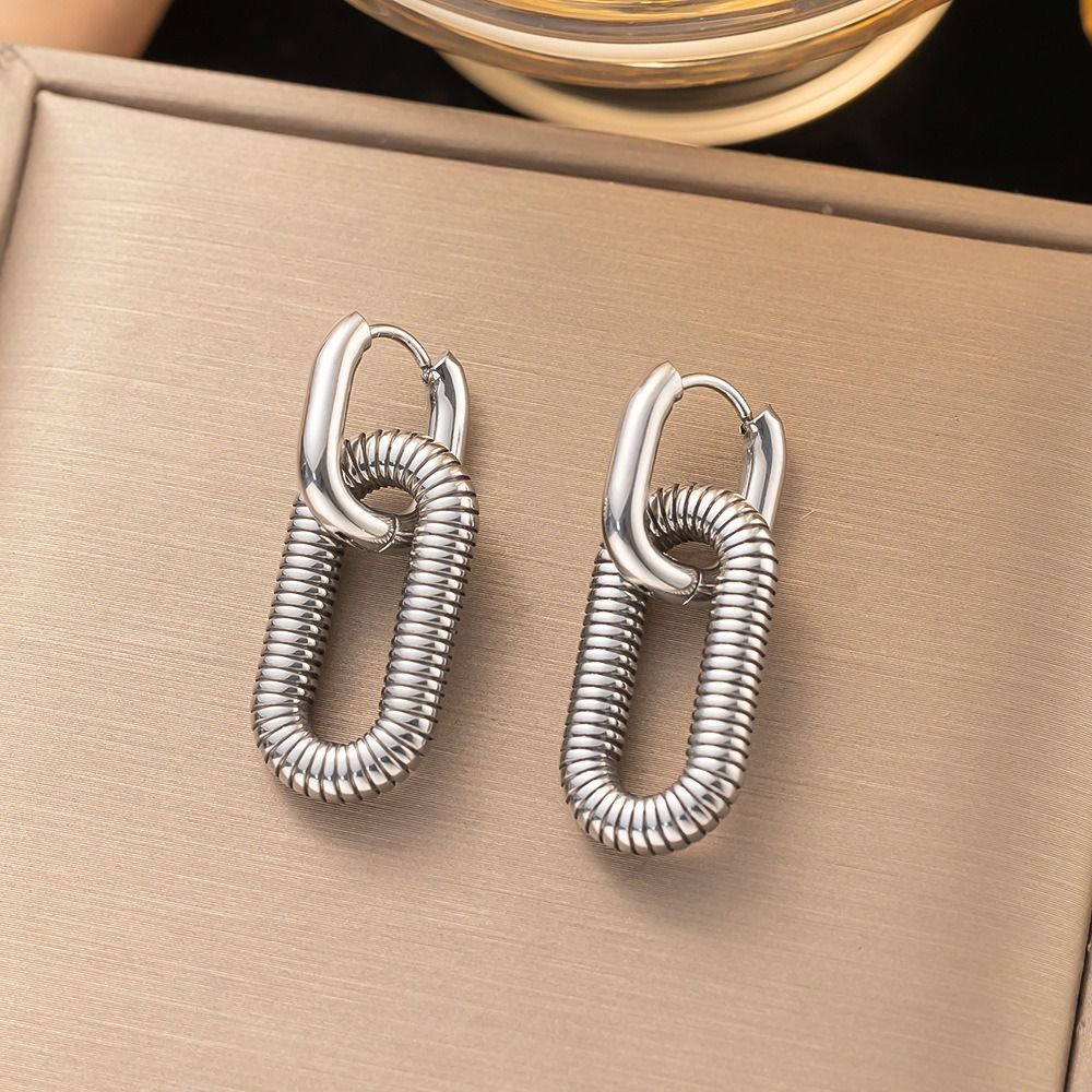 MYKI Silver Coil Link Anti Tarnish Earrings | MYKI (MKERCH1025S-SSYI)