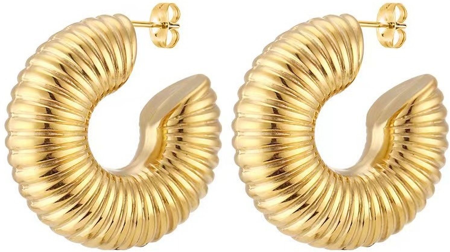 MYKI Gold Plated Crescent Ribbed Hoop Earrings | MYKI (MKERCH1026G-SSYI)