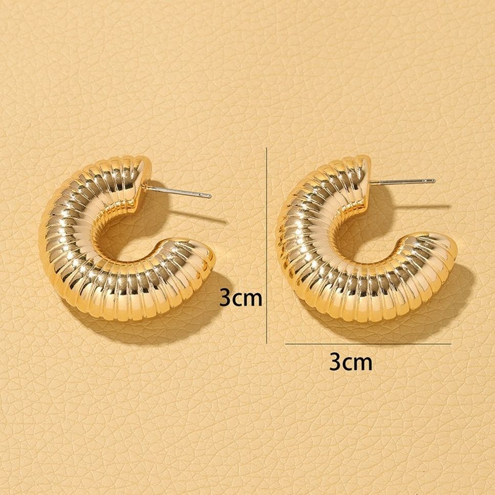 MYKI Gold Plated Crescent Ribbed Hoop Earrings | MYKI (MKERCH1026G-SSYI)