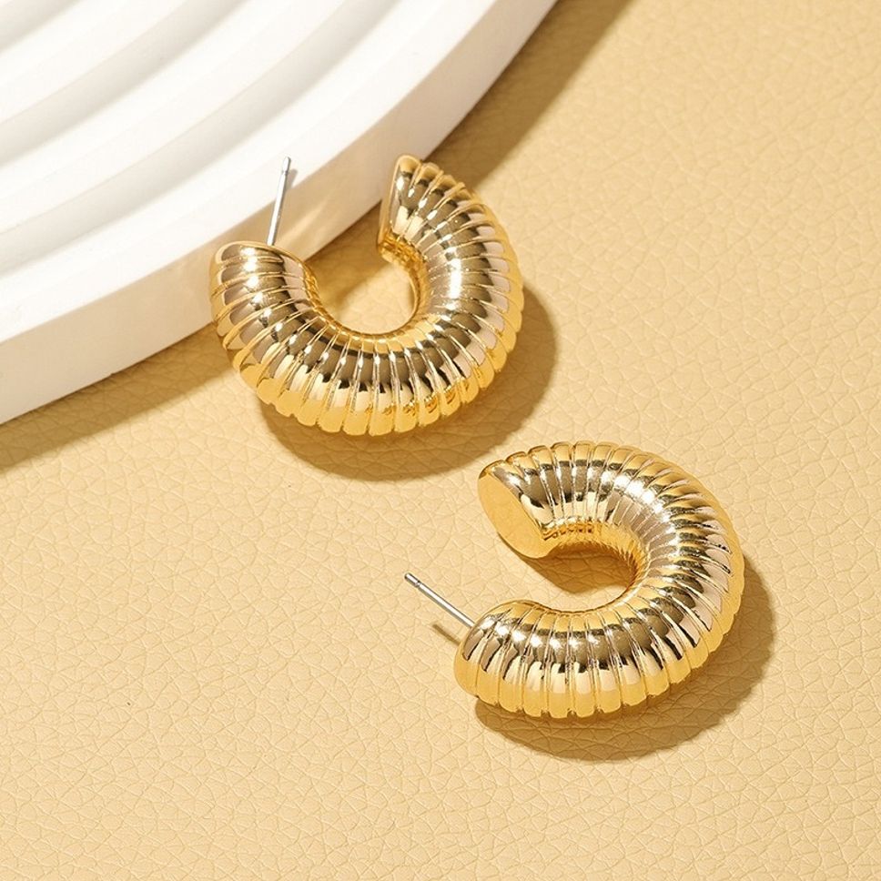 MYKI Gold Plated Crescent Ribbed Hoop Earrings | MYKI (MKERCH1026G-SSYI)