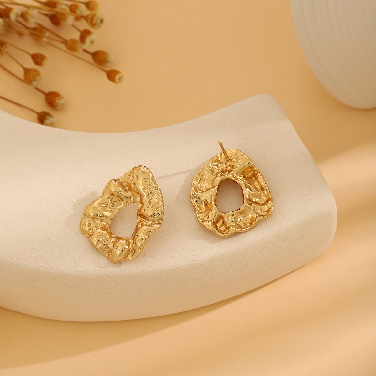 MYKI Gold Plated Abstract Organic Shape Earrings | MYKI (MKERCH1027G-SSYI)