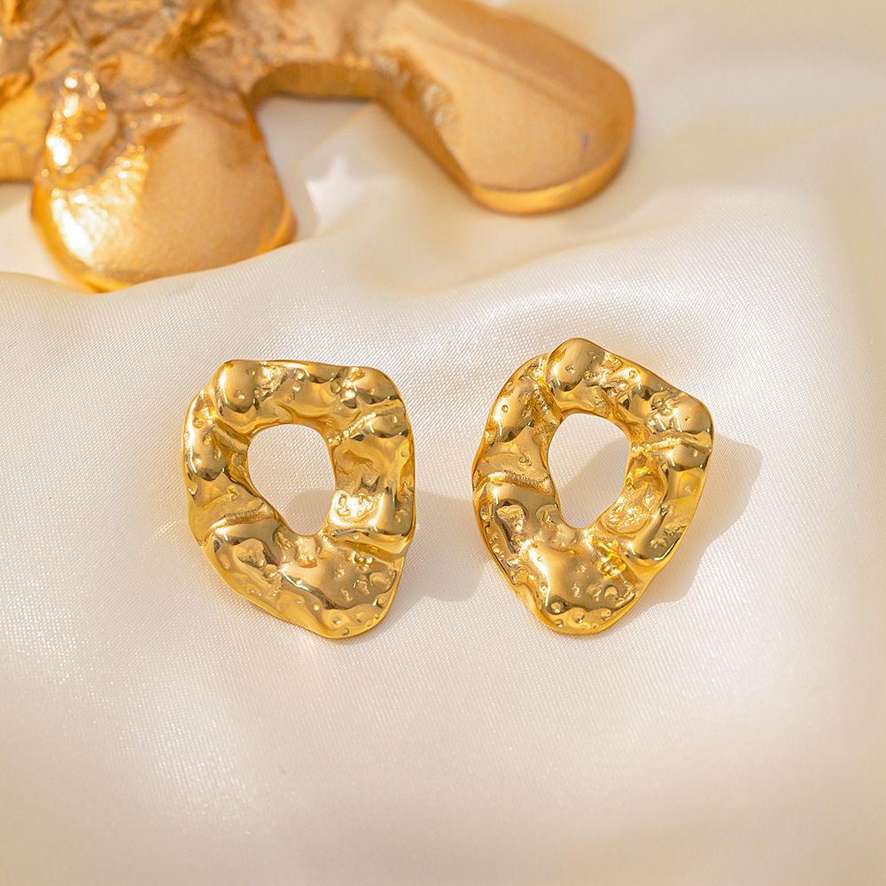 MYKI Gold Plated Abstract Organic Shape Earrings | MYKI (MKERCH1027G-SSYI)
