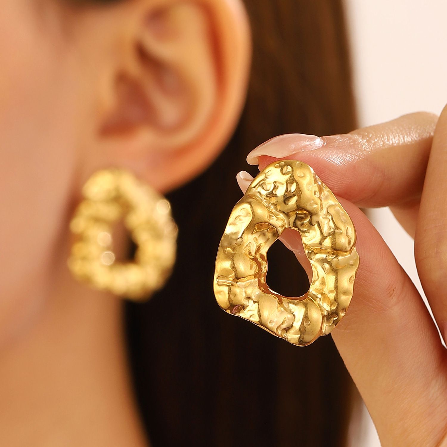 MYKI Gold Plated Abstract Organic Shape Earrings | MYKI (MKERCH1027G-SSYI)