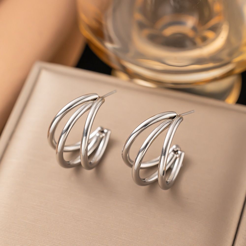 MYKI Silver Multi Hoop Anti Tarnish Earrings | MYKI (MKERCH1028S-SSYI)