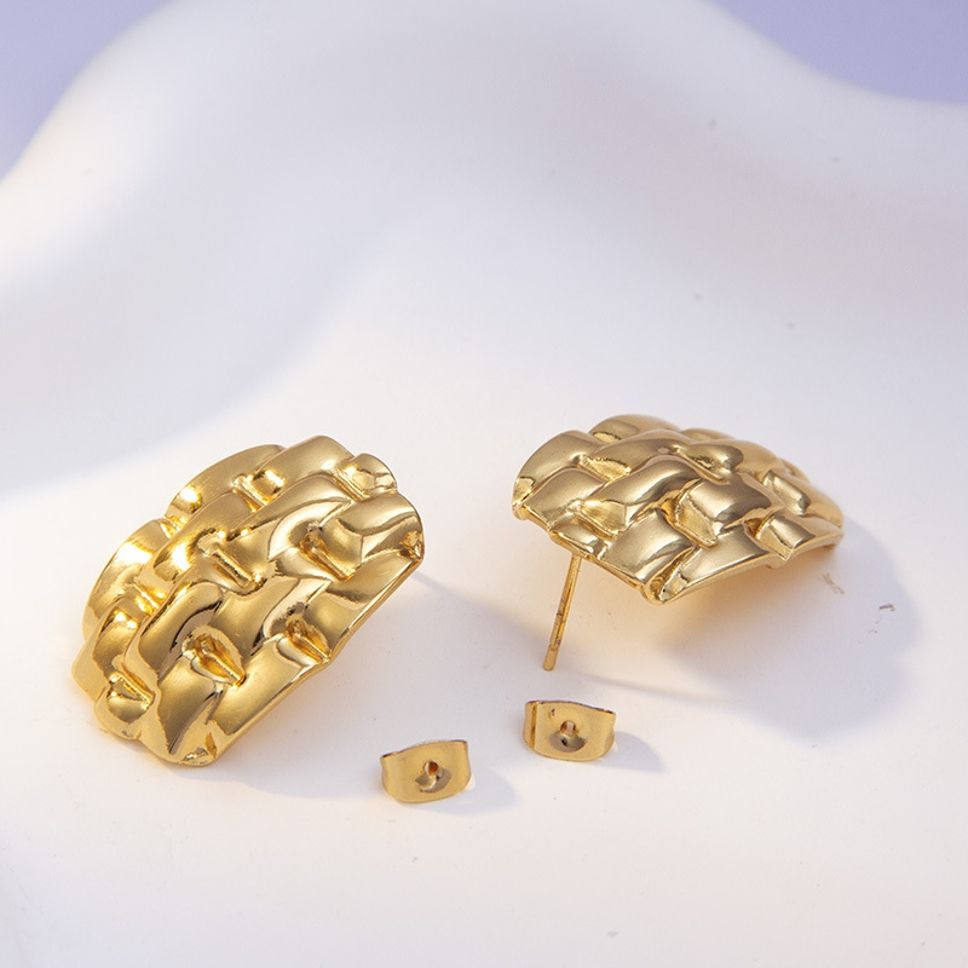 MYKI Anti Tarnish Woven Texture Earrings | MYKI (MKERCH1029-SSYI)