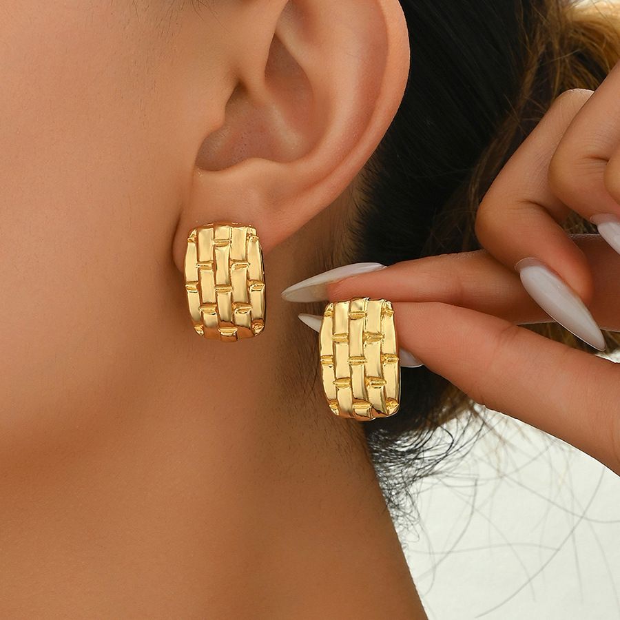 MYKI Anti Tarnish Woven Texture Earrings | MYKI (MKERCH1029-SSYI)