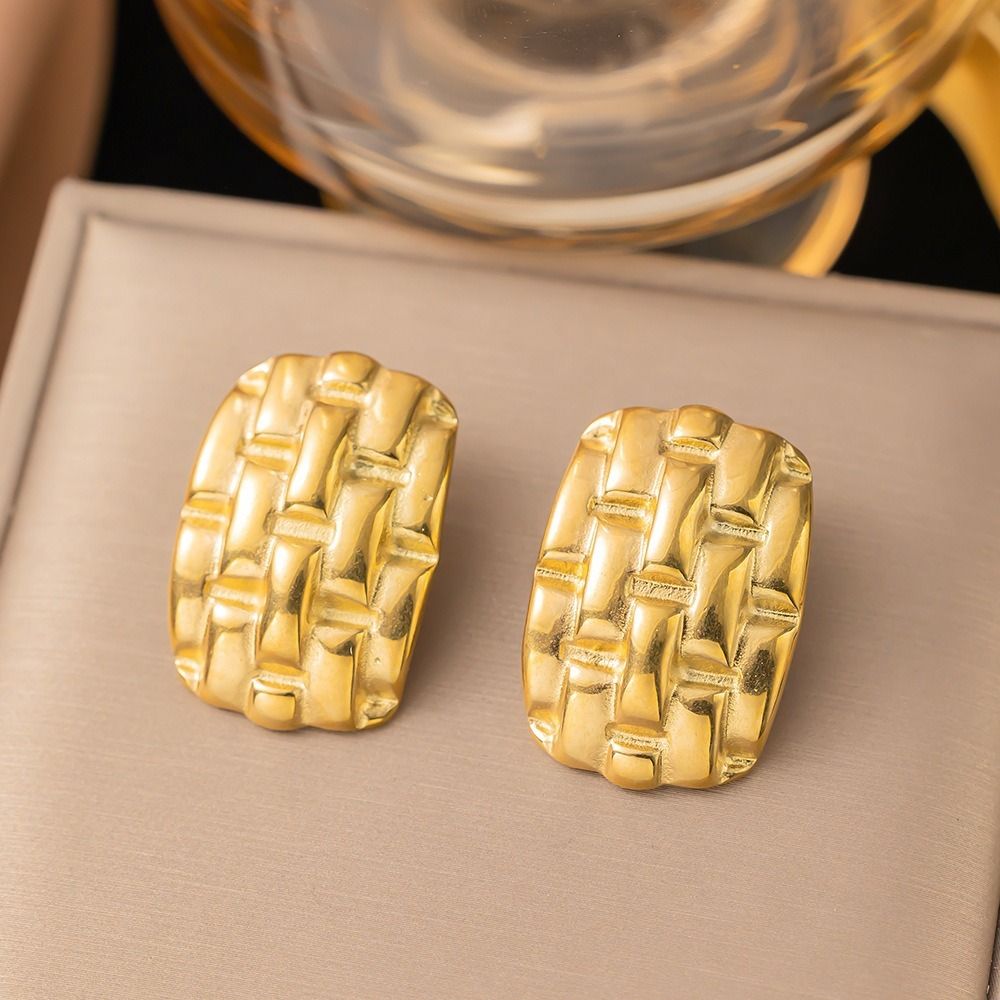 MYKI Gold Plated Anti Tarnish Woven Texture Earrings | MYKI (MKERCH1029G-SSYI)