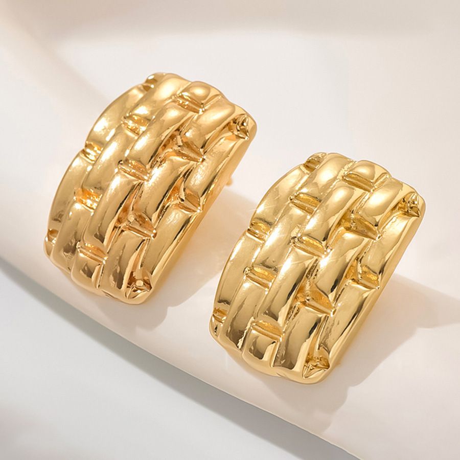 MYKI Anti Tarnish Woven Texture Earrings | MYKI (MKERCH1029-SSYI)