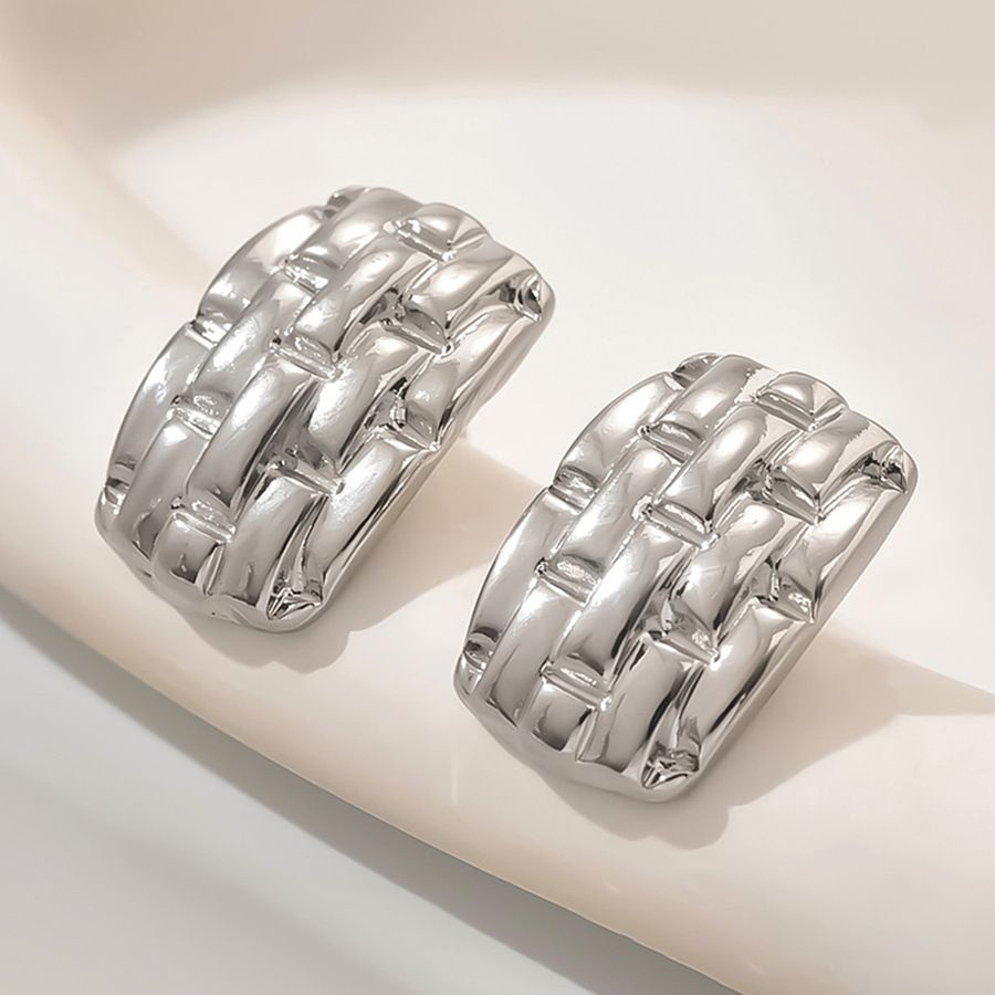 MYKI Anti Tarnish Woven Texture Earrings | MYKI (MKERCH1029-SSYI)