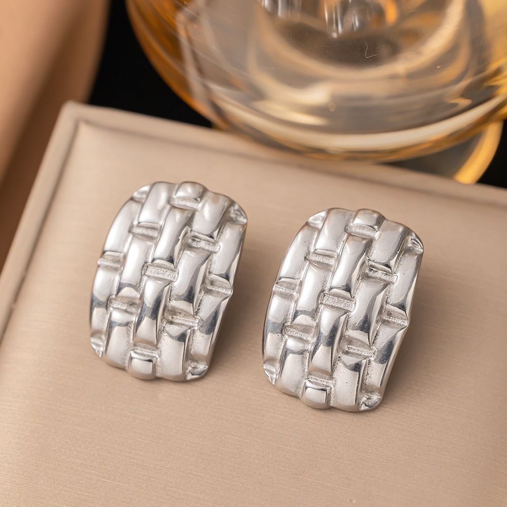 MYKI Silver Plated Anti Tarnish Woven Texture Earrings | MYKI (MKERCH1029S-SSYI)
