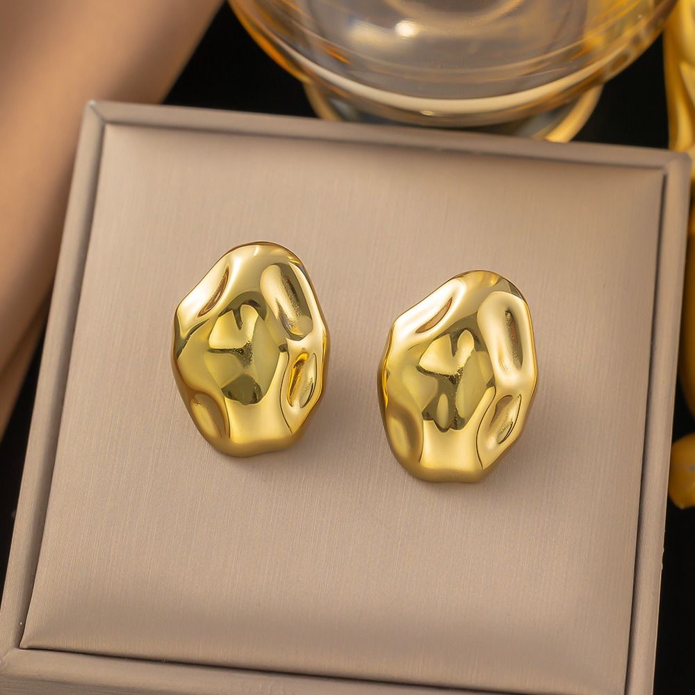 MYKI Gold Plated Organic Pebble Anti Tarnish Earrings | MYKI (MKERCH1030G-SSYI)