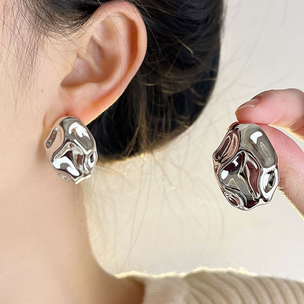 MYKI Organic Pebble Anti Tarnish Earrings | MYKI (MKERCH1030-SSYI)