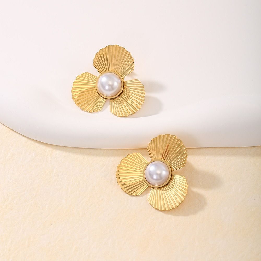 MYKI Gold Plated Floral Pearl Anti Tarnish Earrings | MYKI (MKERCH1031G-SSYI)