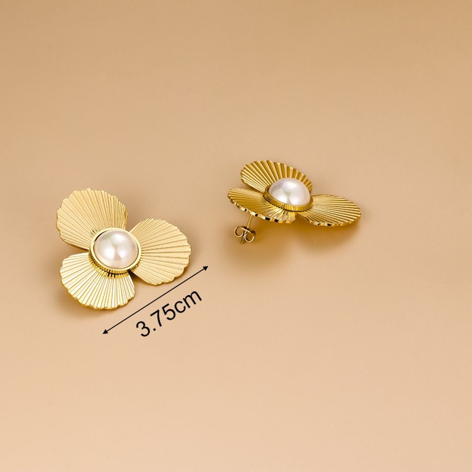 MYKI Gold Plated Floral Pearl Anti Tarnish Earrings | MYKI (MKERCH1031G-SSYI)