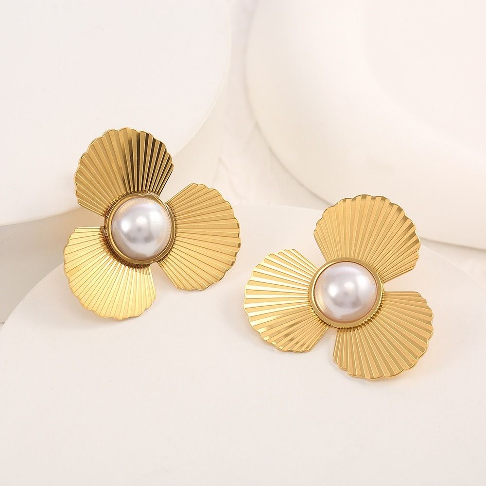 MYKI Gold Plated Floral Pearl Anti Tarnish Earrings | MYKI (MKERCH1031G-SSYI)