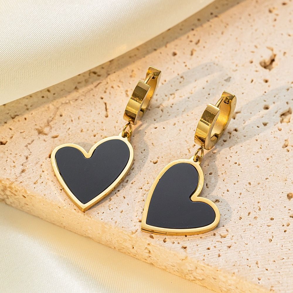 MYKI Gold Plated Heart Charm Hoop Earrings | MYKI (MKERCH1034G-SSYI)