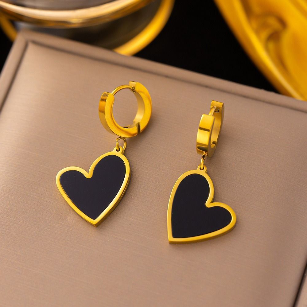 MYKI Gold Plated Heart Charm Hoop Earrings | MYKI (MKERCH1034G-SSYI)