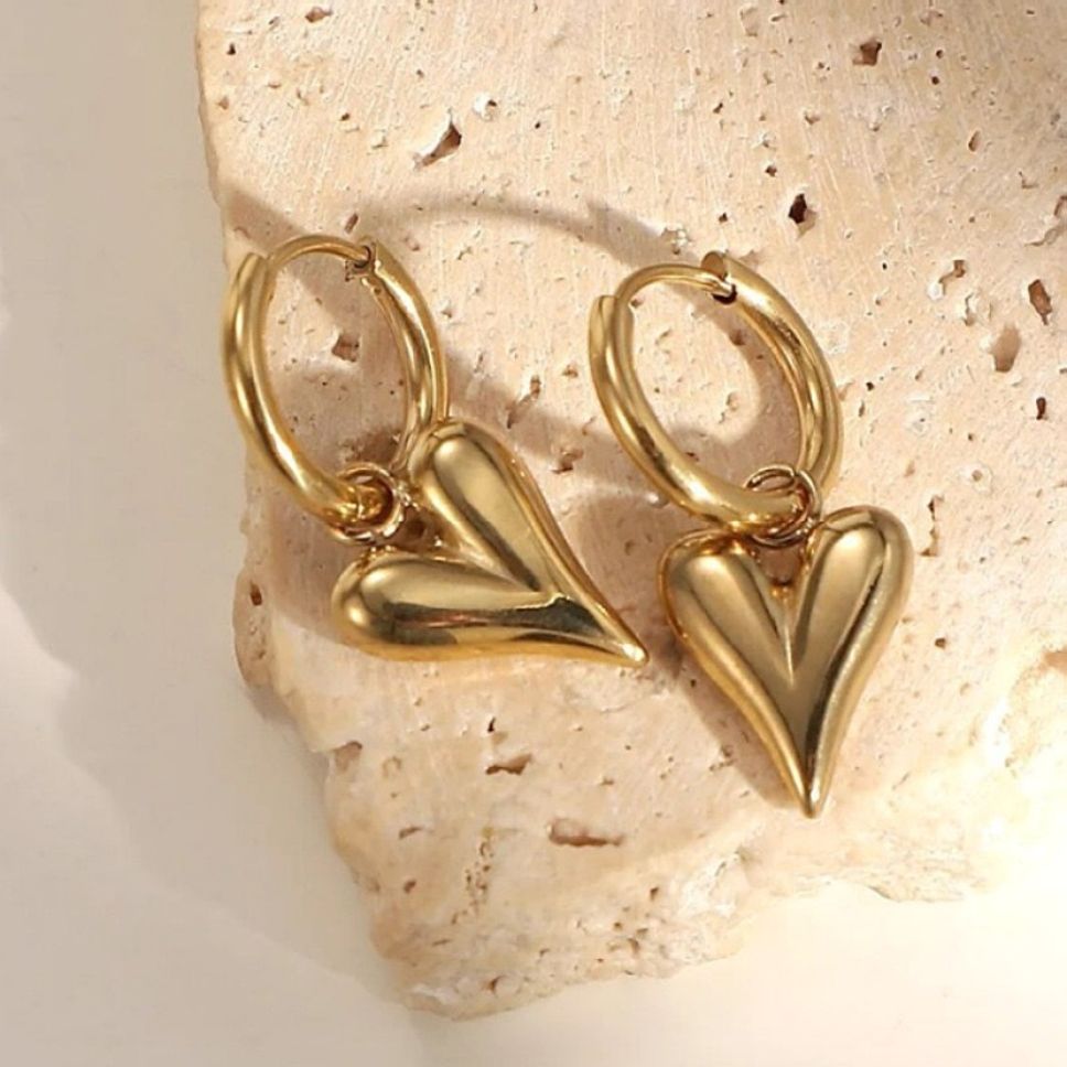 MYKI Heart Charm Beaded Premium Plated Necklace & Hoop Earrings (mkps13)