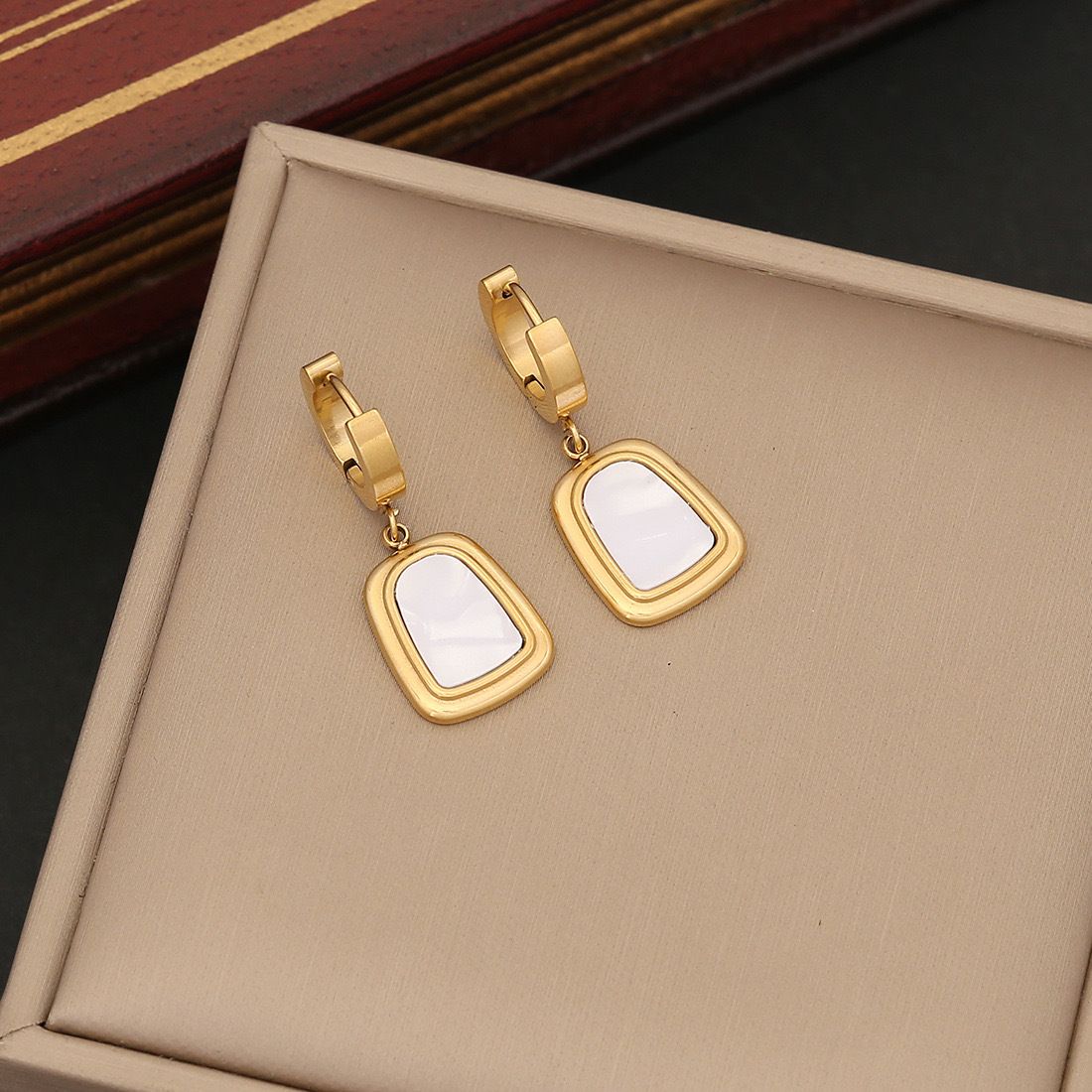 MYKI Gold Plated White Enamel Drop Earrings | MYKI (MKERCH1038G-WHITE-SSYI)