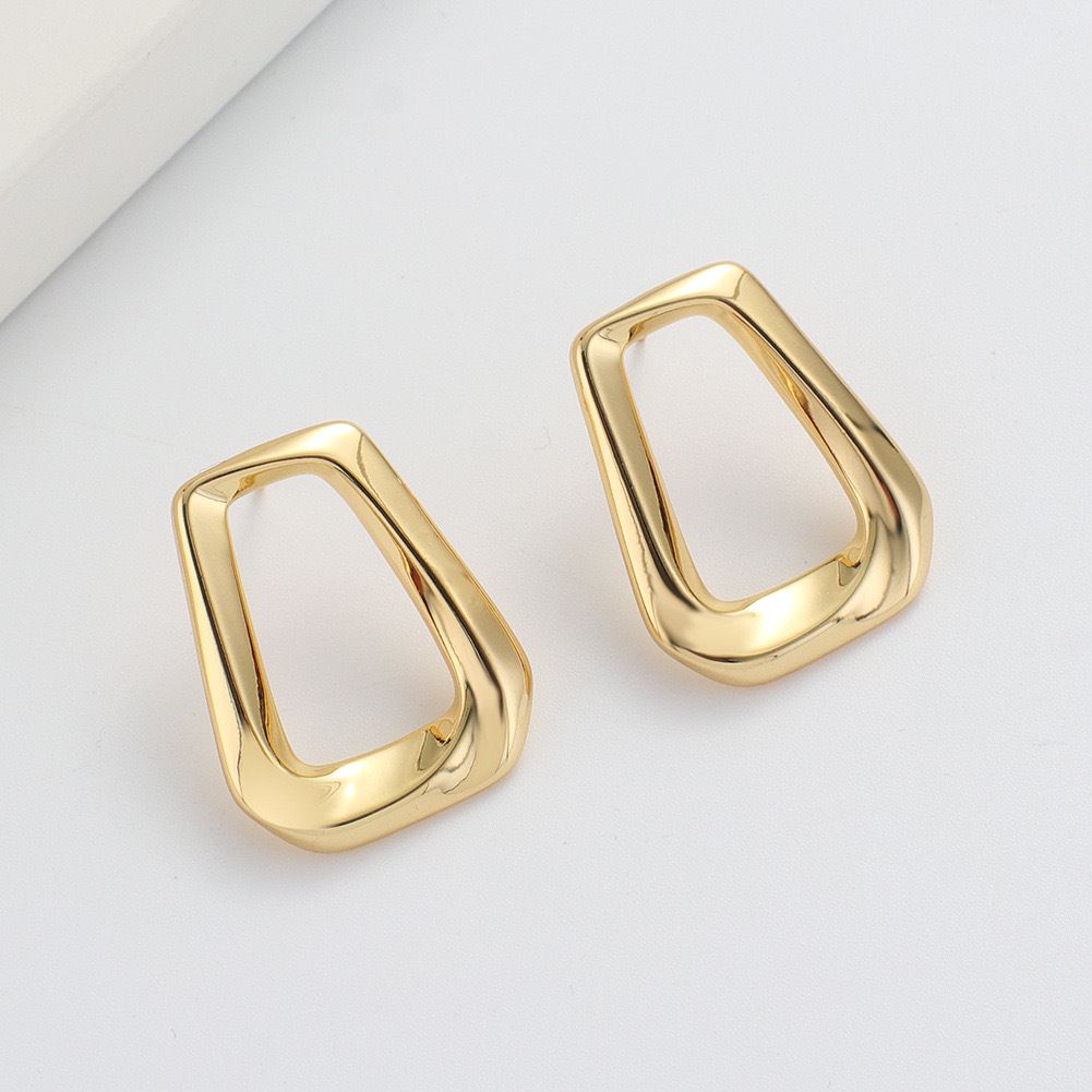 MYKI Gold Plated Minimal Open Rectangle Earrings | MYKI (MKERCH1039G-SSYI)