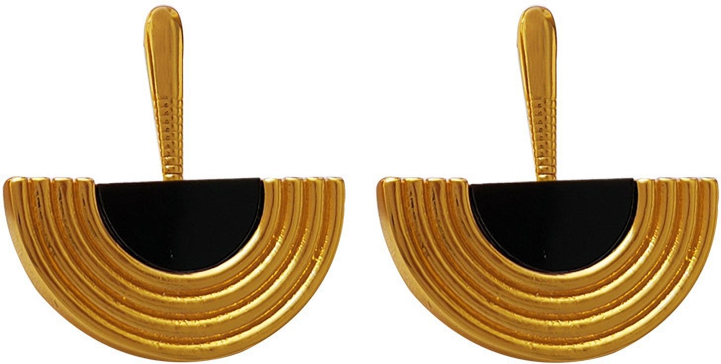MYKI Gold Plated Half Fan Enamel Earrings | MYKI (MKERCH1041G-SSYI)