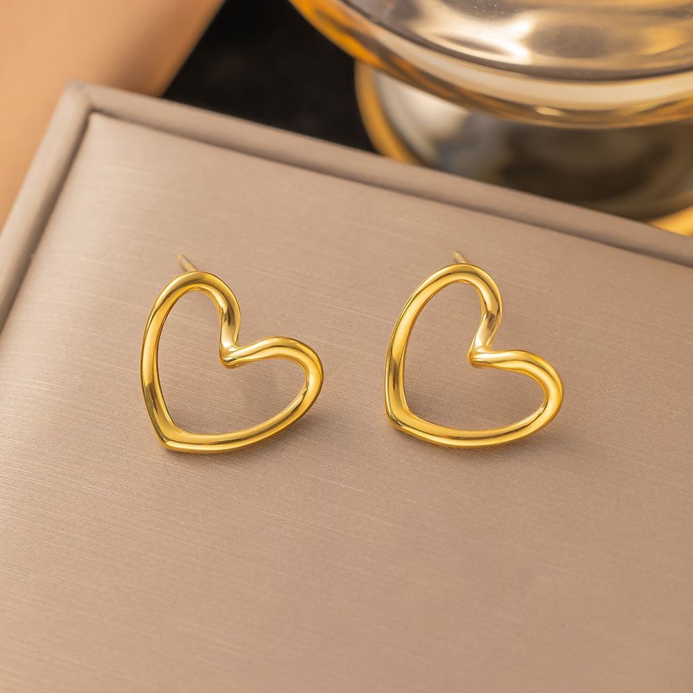 MYKI Gold Plated Open Heart Anti Tarnish Stud Earrings | MYKI (MKERCH1042G-SSYI)