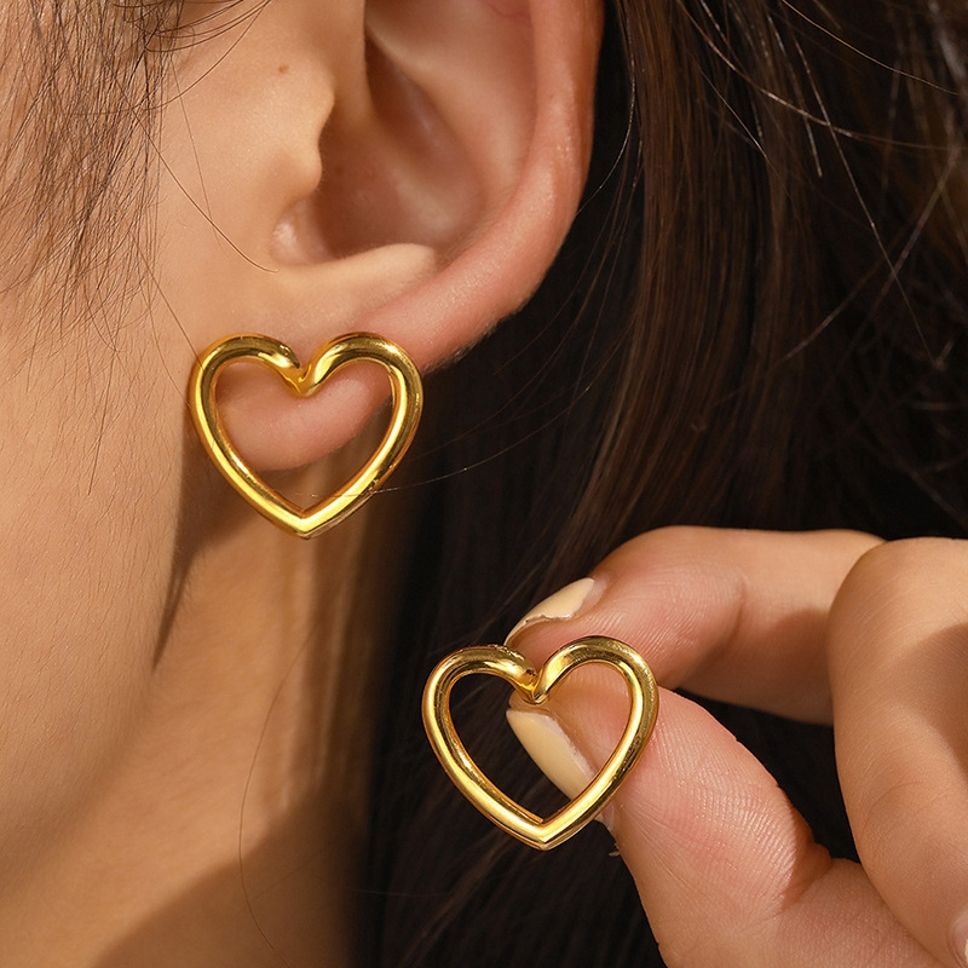 MYKI Gold Plated Open Heart Anti Tarnish Stud Earrings | MYKI (MKERCH1042G-SSYI)
