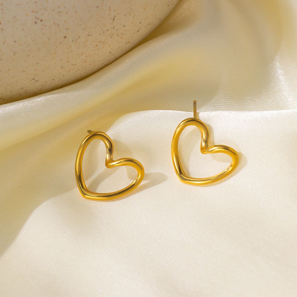 MYKI Gold Plated Open Heart Anti Tarnish Stud Earrings | MYKI (MKERCH1042G-SSYI)