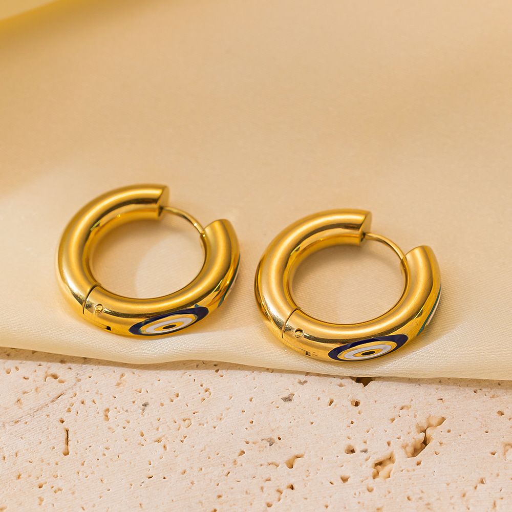 MYKI Gold Plated Evil Eye Hoop Earrings | MYKI (MKERCH1043G-SSYI)