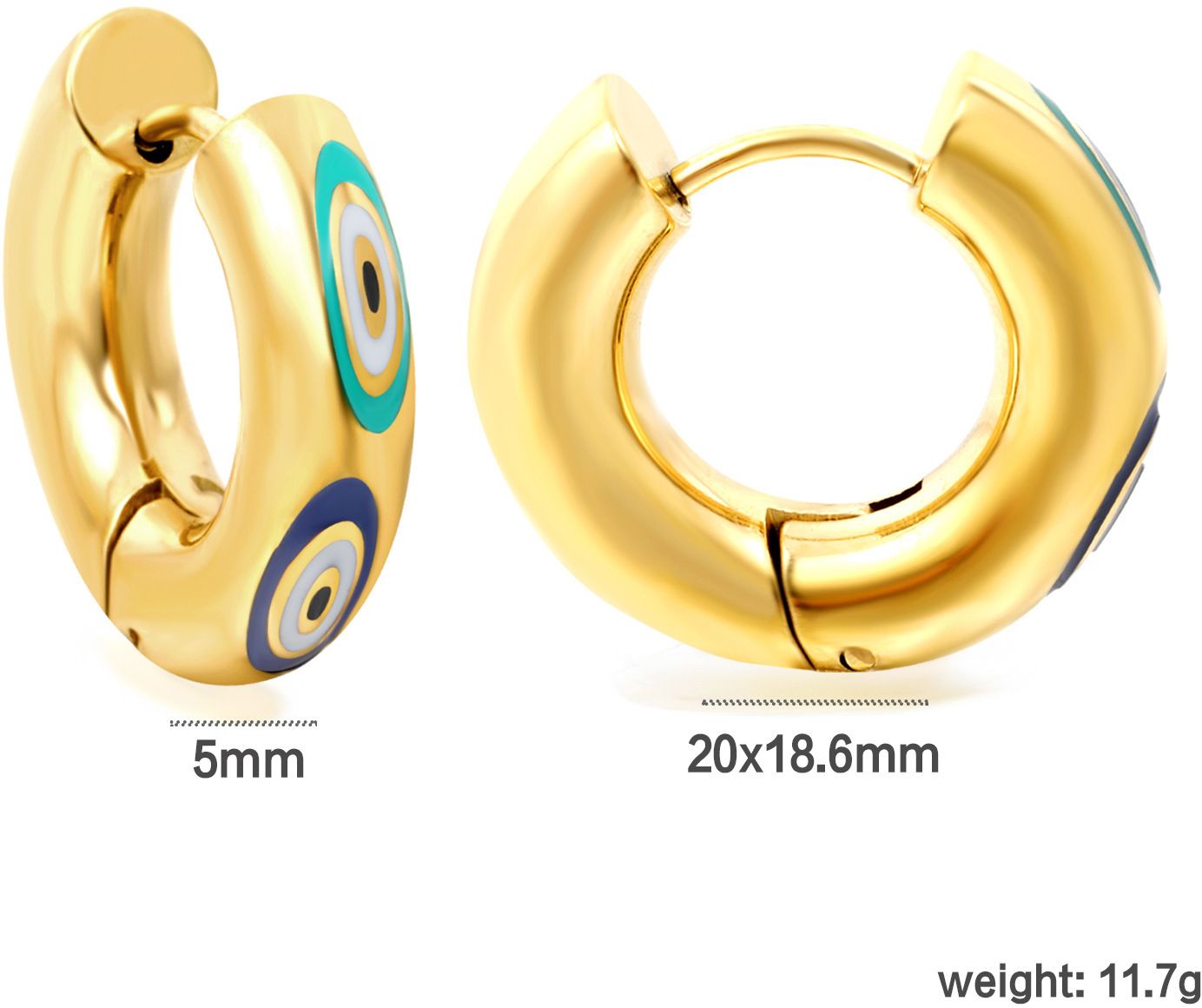 MYKI Gold Plated Evil Eye Hoop Earrings | MYKI (MKERCH1043G-SSYI)