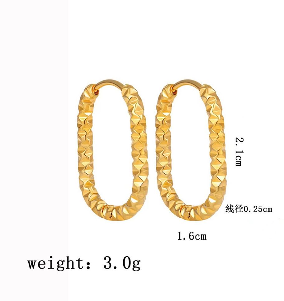 MYKI Textured Oval Hoop Earrings | Anti Tarnish Finish (MKERCH1044-SSYI)
